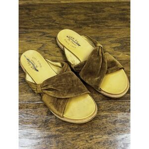 KORK-EASE Zel Suede Slide Sandals Rust Tobacco, Crossover Design, Sz 10M